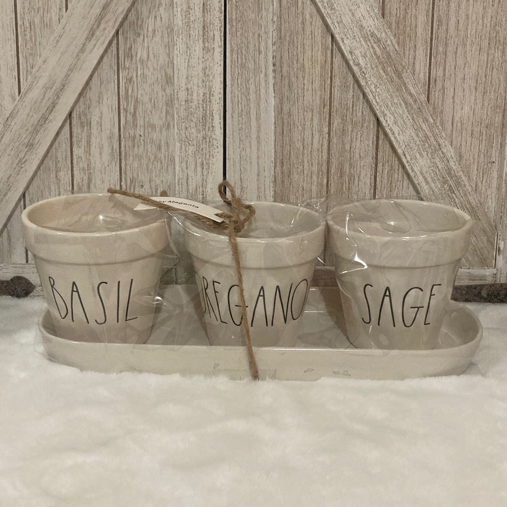 Rae Dunn Herb Planter Set with Tray